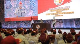 Menteri Pertahanan Prabowo Subianto menghadiri acara Reuni Akbar dan Halal Bihalal Persatuan Purnawirawan Indonesia Raya (PPIR) TNI-Polri. (Dok. Tim Media Prabowo Subianto)
