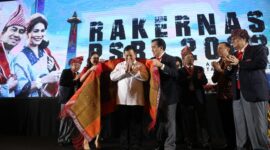 Menteri Pertahanan Prabowo Subianto saat membuka Rapat Kerja Nasional (Rakernas) Punguan Simbolon dohot Boruna Indonesia (PSBI) di Jakarta. (Dok. Tim Media Prabowo Subainto)