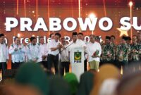 Ketua Umum Partai Gerindra Prabowo Subianto Menghadiri Perayaan Milad ke-25 PBB yang digelar di ICE BSD, Tangerang, Minggu, 30 Juli 2023. (Dok. Tim Media Prabowo)