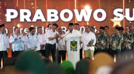 Ketua Umum Partai Gerindra Prabowo Subianto Menghadiri Perayaan Milad ke-25 PBB yang digelar di ICE BSD, Tangerang, Minggu, 30 Juli 2023. (Dok. Tim Media Prabowo)