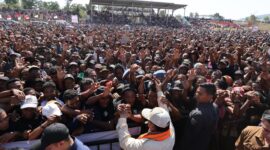 Ketua Umum Partai Gerindra Prabowo Subianto menghadiri acara Deklarasi Masyarakat Perbatasan mendukung Prabowo Subianto Presiden RI 2024. (Dok. Tim Media Prabowo Subianto)
