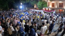 Capres Prabowo Subianto menerima deklarasi dukungan dari relawan pada dedengkot PMII dan NU.