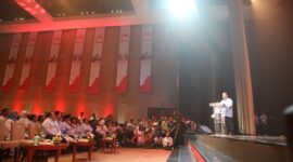 Acara deklarasi dukungan Prabowo Subianto-Gibran Rakabuming Raka oleh organisasi Pandawa Lima di Djakarta Theater, Jakarta. . (Dok. Tim Media Prabowo-Gibran)
