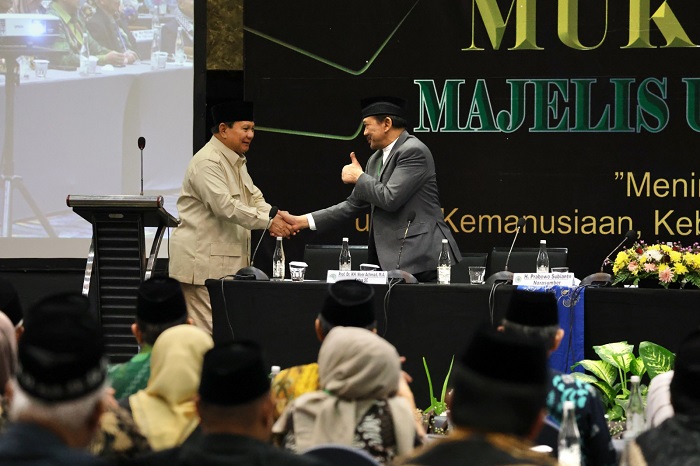 Calon presiden nomor urut 2 Prabowo Subianto, menghadiri Musyawarah Kerja Nasional Majelis Ulama Indonesia (MUI) ke-III di Jakarta. (Dok. Tim Media Prabowo)  